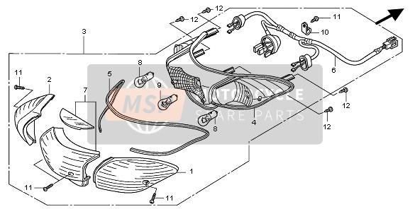 Honda PES150 2009 Luz de combinación trasera para un 2009 Honda PES150